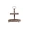 Hello Honey® 18.5" Distressed Brown Wooden 2-Tier Tray with Metal Handle